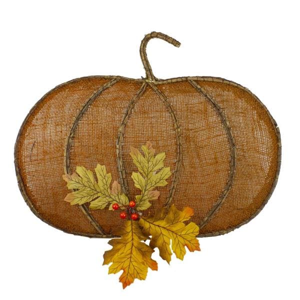 Orange Burlap and Vine Pumpkin Fall Hanging Home Depot #Fall #HomeDecor #Harvest #AutumnDecor #Pumpkins