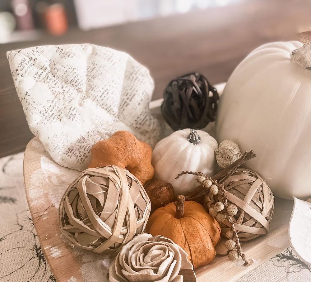 In 15 2 #Fall #HomeDecor #WoodenDoughBowls #DoughBowls #FallCenterpiece #AutumnDecor 