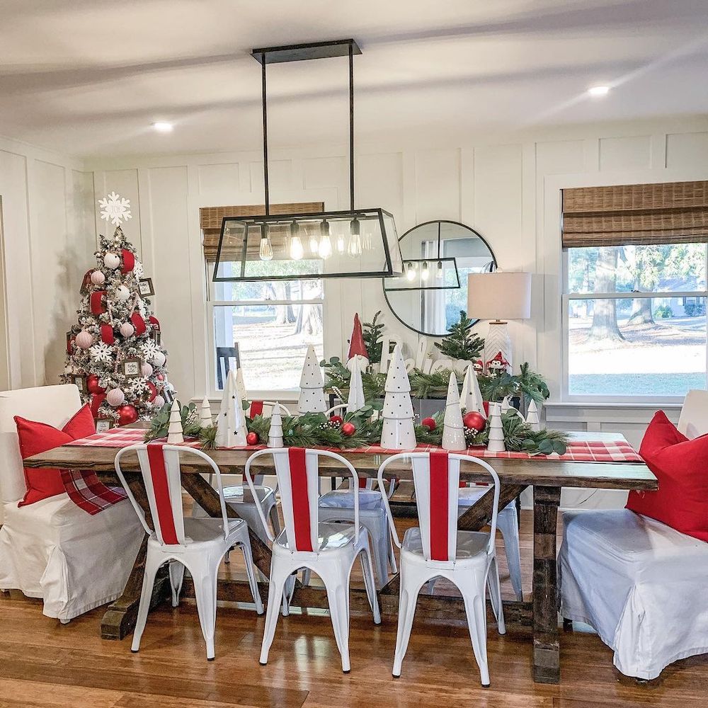 In 38 #Christmas #ChristmasDiningRoom #DiningRoomDecor #HomeDecor #ChristmasDecorIdeas 