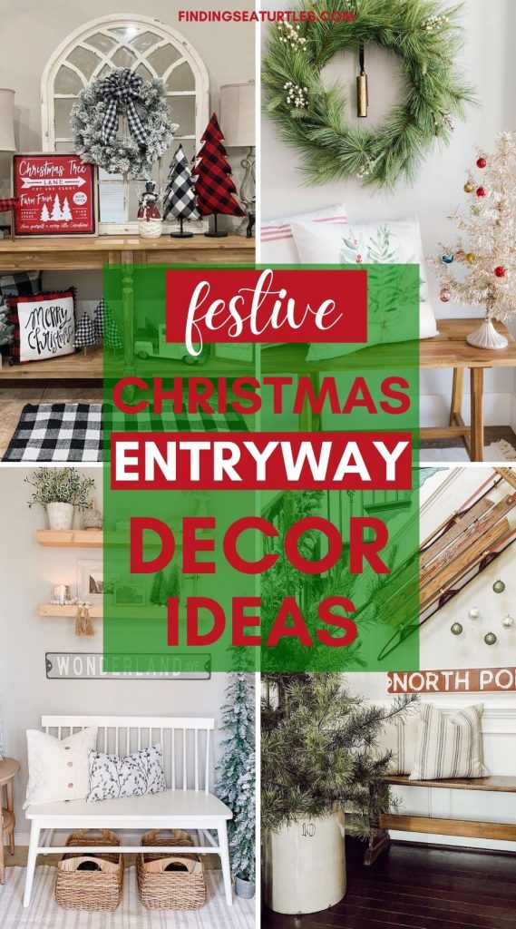 festive CHRISTMAS Entryway Decor Ideas #Christmas #ChristmasEntryway #ChristmasFoyer #HomeDecor #ChristmasDecorIdeas 