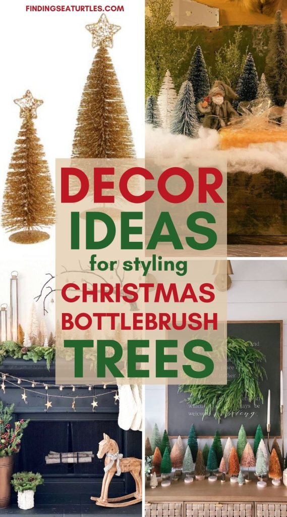 Decor Ideas for styling CHRISTMAS Bottlebrush trees #Christmas #ChristmasBottlebrushTrees #HomeDecor #ChristmasDecorIdeas 