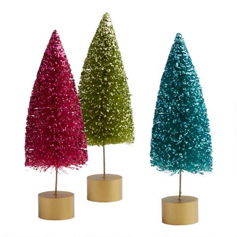 Glittered Bright Bottlebrush Tree Decor #Christmas #ChristmasBottlebrushTrees #HomeDecor #ChristmasDecorIdeas 