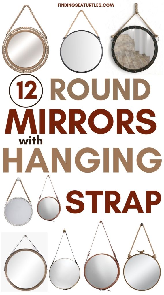 12 Round Mirrors with Hanging Strap #Coastal #Nautical #RoundMirrors #HomeDecor #CoastalHomeDecor 