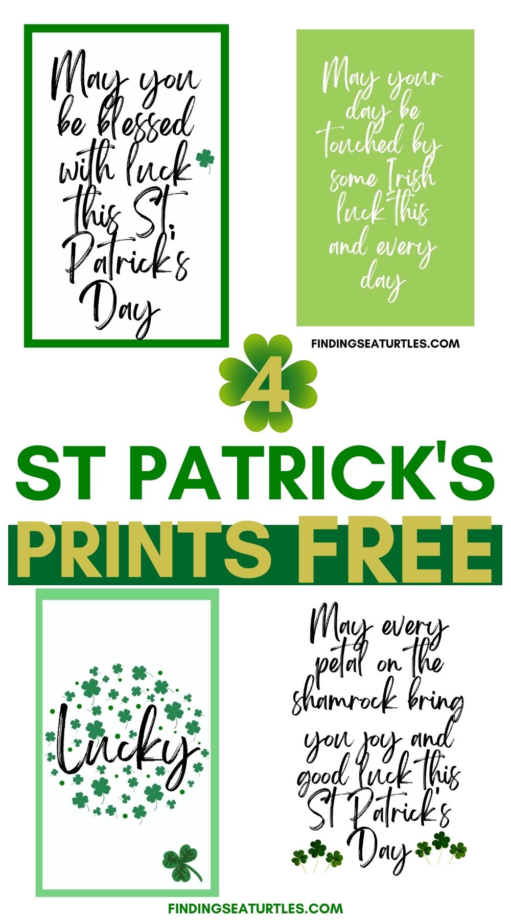 4 St Patricks Lucky Printable Wall Art Decor to Print Now