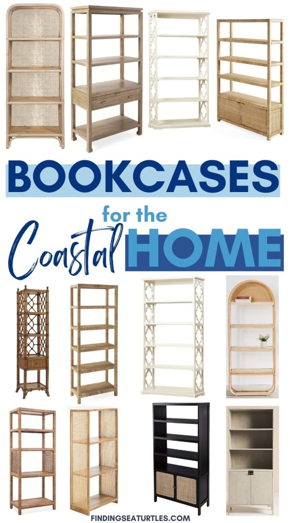 BOOKCASES for the Coastal Home #Coastal #Bookcases #Bookshelves #CoastalBookshelves #HomeDecor #CoastalHomeDecor 