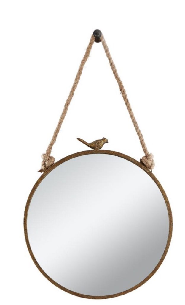 Mirrors with Strap Ideas Metal Frame Wall Mirror With Strap #Coastal #Nautical #RoundMirrors #HomeDecor #CoastalHomeDecor 