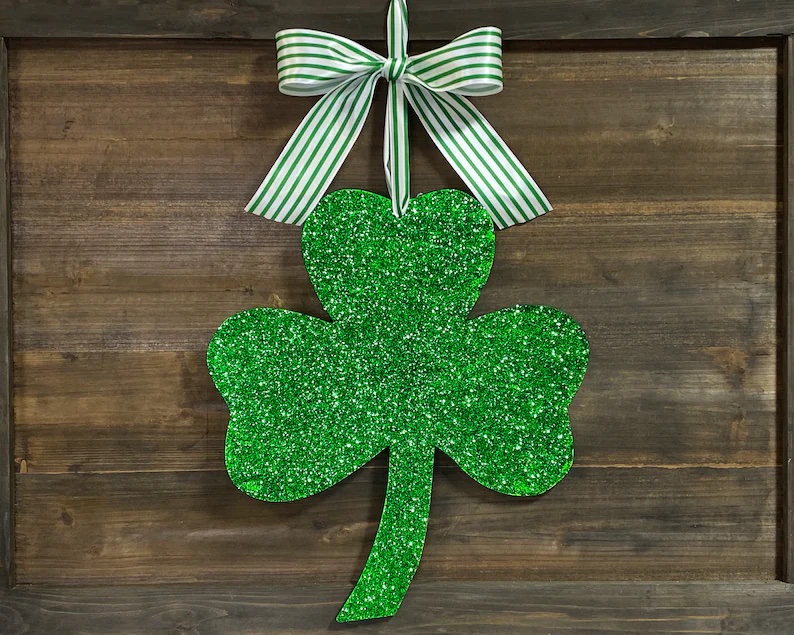 Patricks day sign Irish saying shamrocks Luck of the Irish wreath sign St wreath attachment wall decor