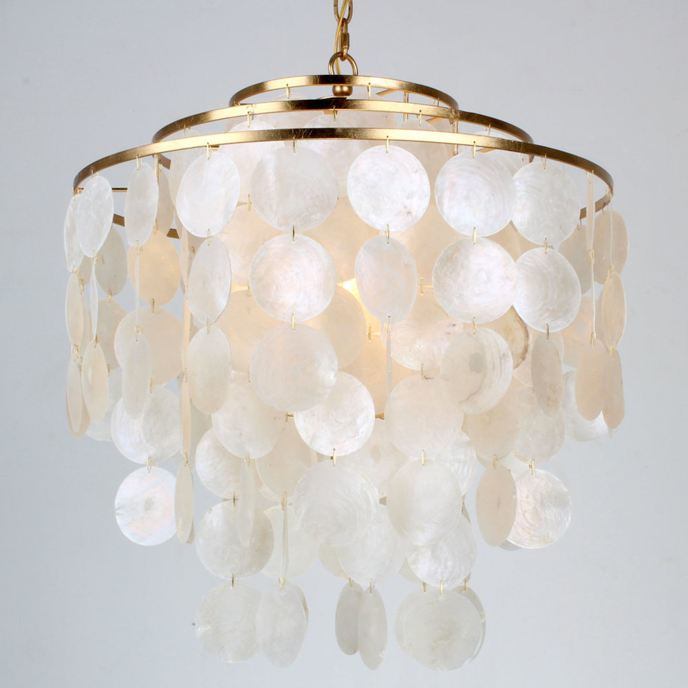 Coastal Flush Mount Lights Young House Love Cascade Capiz Chandelier #Coastal #CoastalLighting #FlushMountLights #HomeDecor #CoastalHomeDecor 