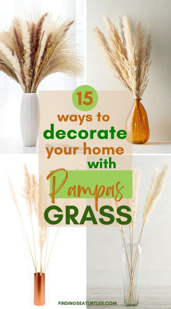 15 ways to decorate your home with Pampas Grass #Coastal #BoHo #PampasGrass #DriedGrasses #HomeDecor #CoastalHomeDecor 