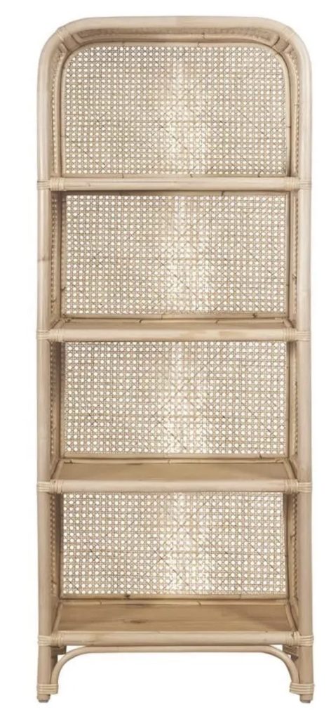 Natural Rattan Woven Bookcase with 3 Shelves #Coastal #Bookcases #Bookshelves #CoastalBookshelves #HomeDecor #CoastalHomeDecor 