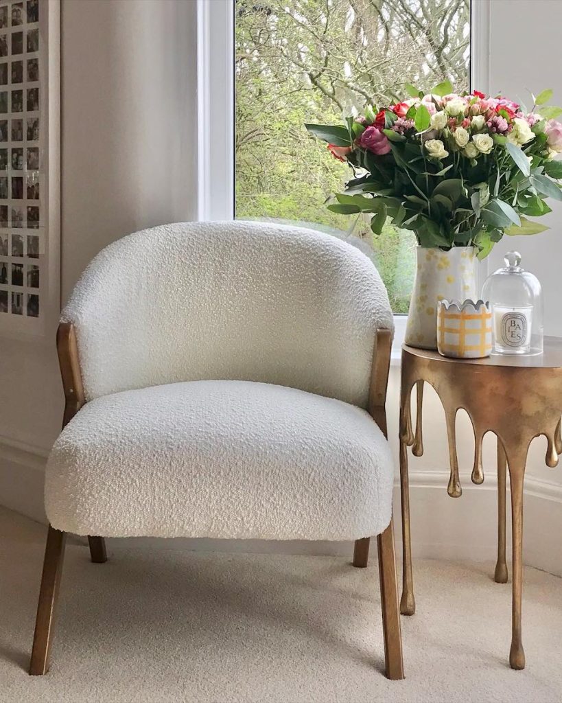 Boucle Chair Styling Ideas In 2 #BoucleChair #AccentChair #SinkInComfort #HomeDecor