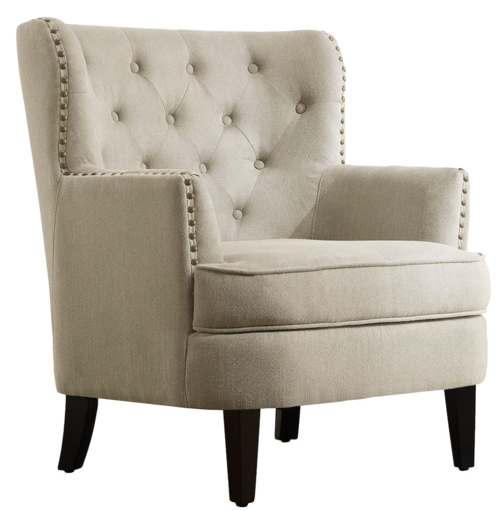 Brogyn Tufted Wingback Chair #TuftedChair #AccentChair #DiamondTuftedChair #ChannelTuftedChair #HomeDecor
