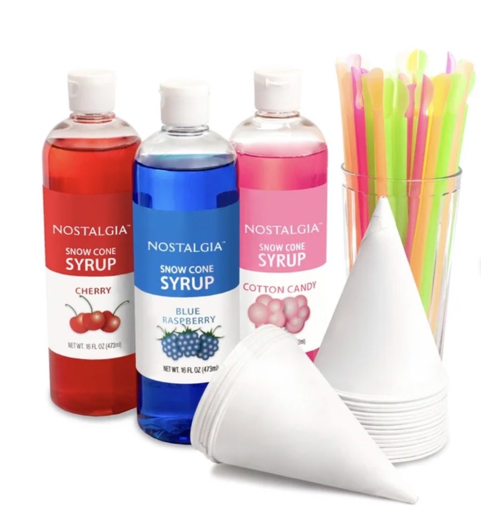 Nostalgia Premium Snow Cone Syrup Party Kit #SnowConeMakers #SummerTreats #SummerFun #SummerCelebrations