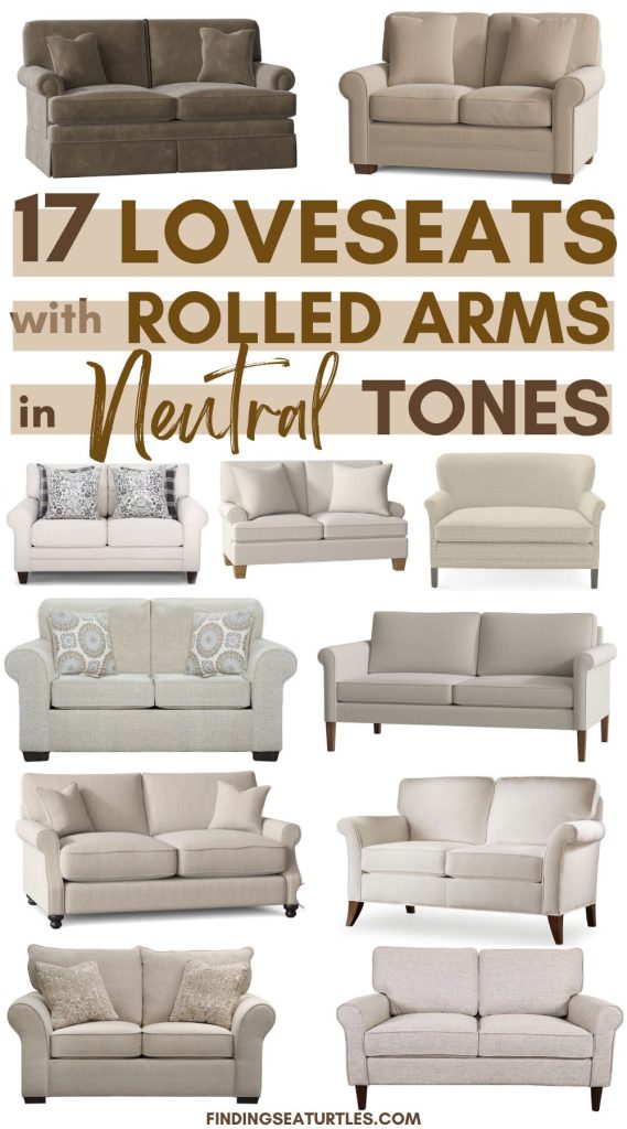 17 Loveseats with Rolled Arms in Neutral Tones #Sofa #Loveseat #NeutralSofas #NeutralLoveseat #NeutralInteriors #NeutralHomeDecors