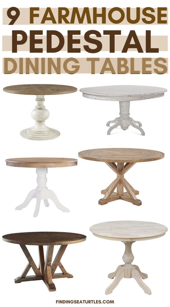 9 Farmhouse Pedestal Dining Tables #PedestalTables #RoundDiningTables #FarmhouseDiningTables #DiningTables #DiningRoom #HomeDecor 