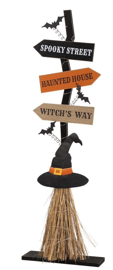 Lighted Wooden Witch's Broom Porch Decor #Halloween