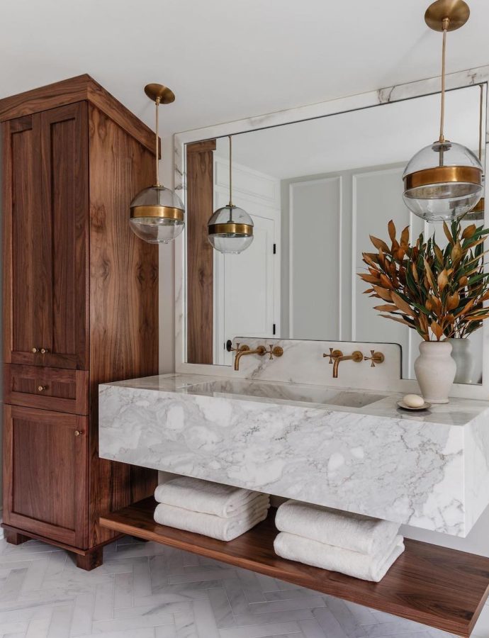 9 Neutral Bathroom Vanities with Warm Wood Tones