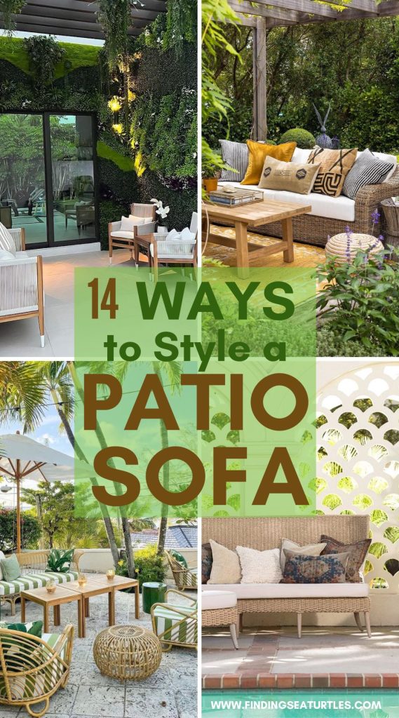 14 Ways to Style a Patio Sofa #Patio #PatioSofas #WickerPatioSofas 