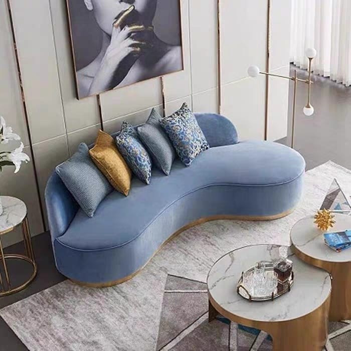 Blue Curved Sofas In 4 #CurvedSofas #Sofas #CurvedFurniture