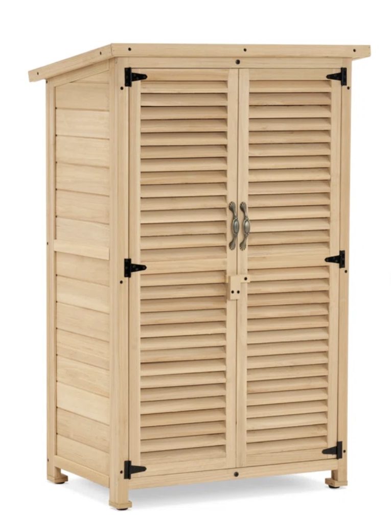 Outdoor 2 ft. 6 in. W x 1 ft. 7 in. D Solid Wood Lean-To Tool Shed #GardenShed #Storage #OutdoorShed 