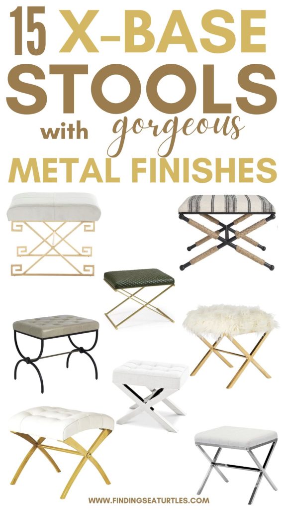 15 X-Base Stools with gorgeous Metal Finishes #AccentStools #MetalStools #XBaseStools