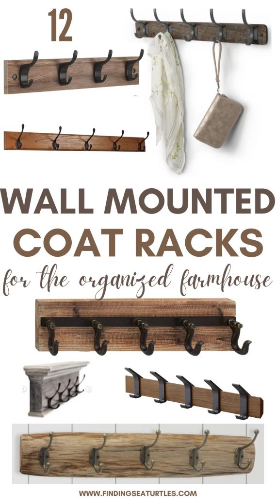 12 Wall Mounted Coat Racks for the organized farmhouse #CoatRack #WallMountedHookRack #WallMountedCoatRack #RowofHooks 