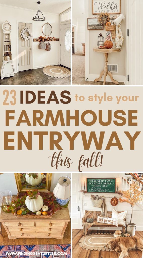 23 Ideas to style your Farmhouse Entryway this Fall #FallEntryway #FallFarmhouseEntryway #FallFarmhouse
