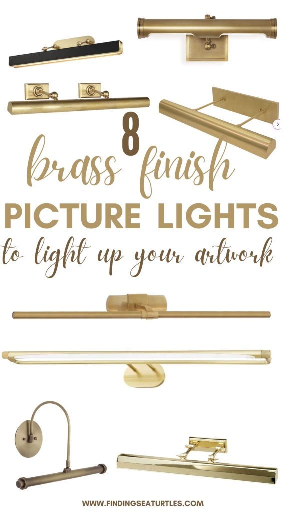 8 Brass Finish Picture Lights to light up your arwork #ArtLighting #PictureLight #PictureLighting