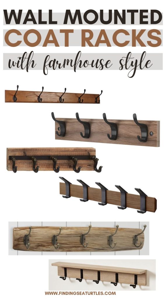 Wall Mounted Coat Racks with Farmhouse Style #CoatRack #WallMountedHookRack #WallMountedCoatRack #RowofHooks 