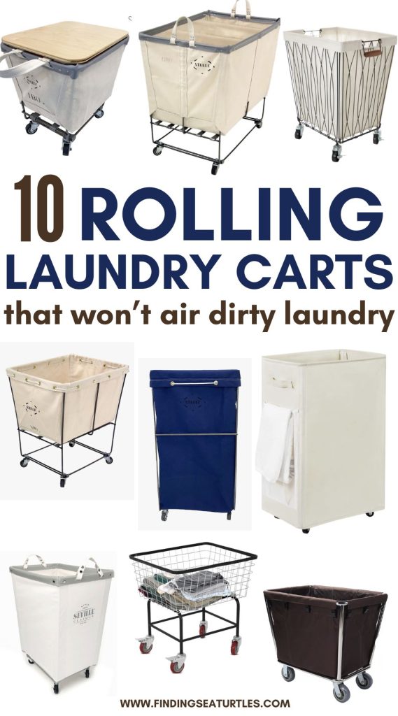 10 Rolling Laundry Carts that won't air dirty laundry #LaundryCarts #RollingLaundryCarts #Laundry #LaundryRoom 