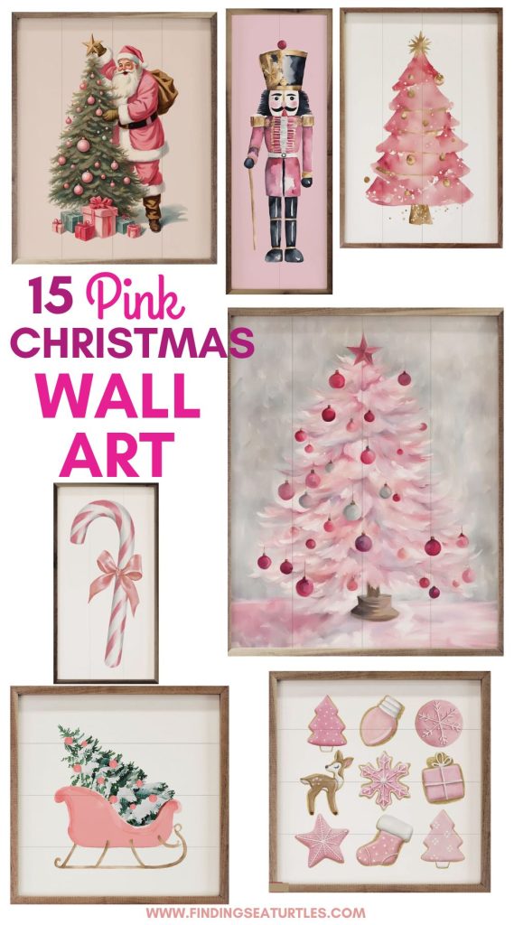 15 Pink Christmas Wall Art #PinkWallArt #PinkChristmasWallArt #PinkChristmasIdeas #PinkChristmasStyling 