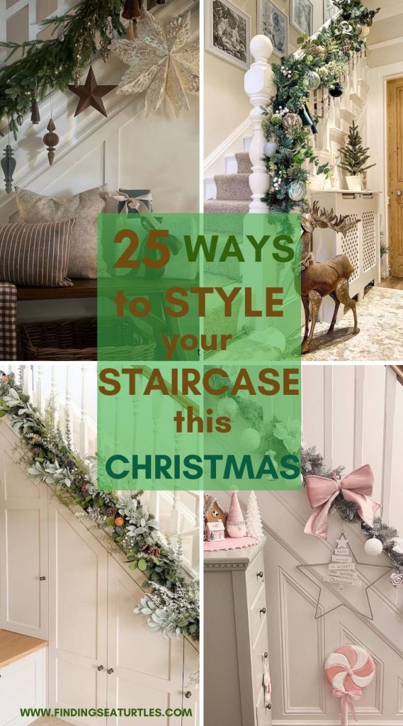 25 Ways to Style your Staircase this Christmas #Christmas #ChristmasStairway # #ChristmasStairwayDecorIdeas 