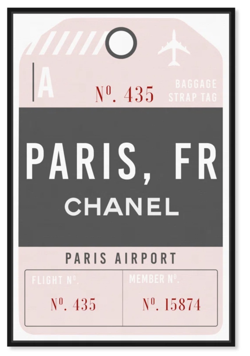 Glam Paris Airport Luggage Tag Canvas Coquette Art #PinkGiftIdeas #PinkChristmasGiftIdeas #PinkChristmasIdeas #PinkStyling