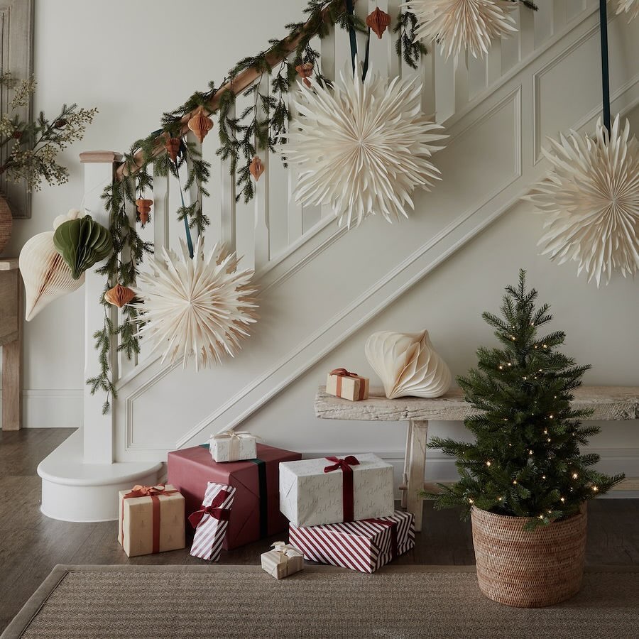 Christmas Stairway Decor Ideas In 5 jultiderna #Christmas #ChristmasStairway # #ChristmasStairwayDecorIdeas 