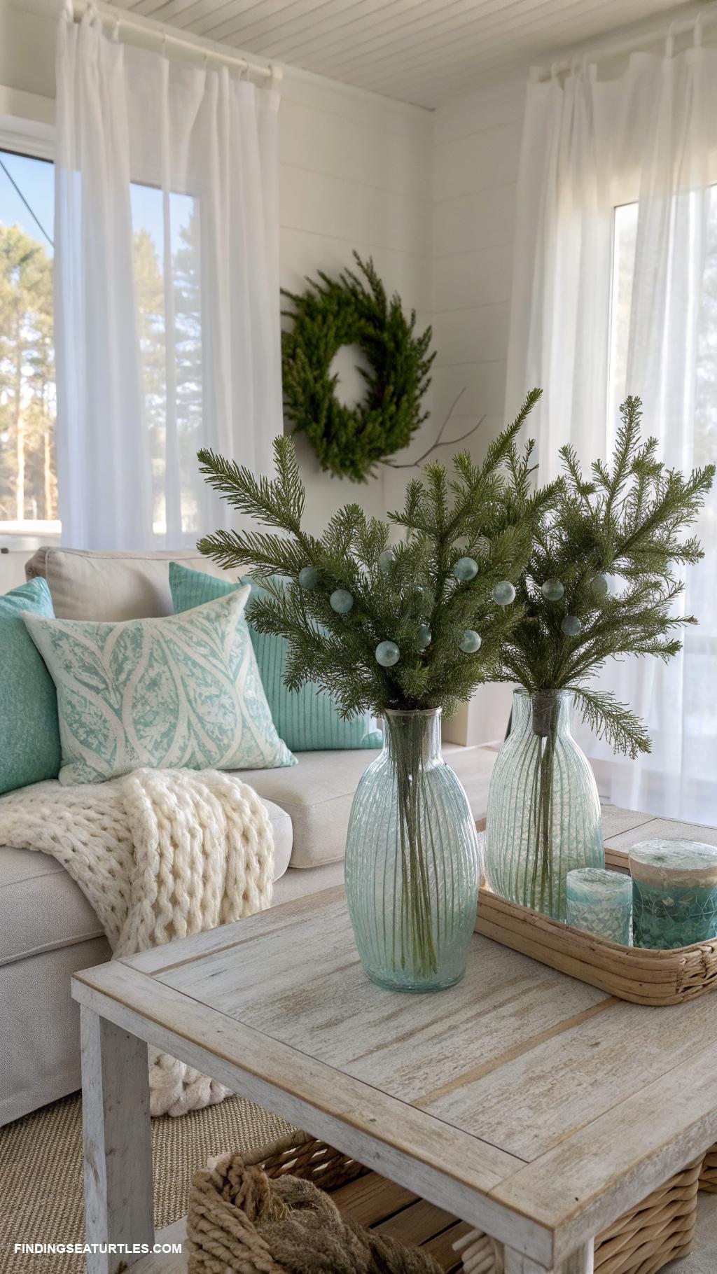 winter-living-room-decor-Frosted-glass-vases-with-evergreen-branches