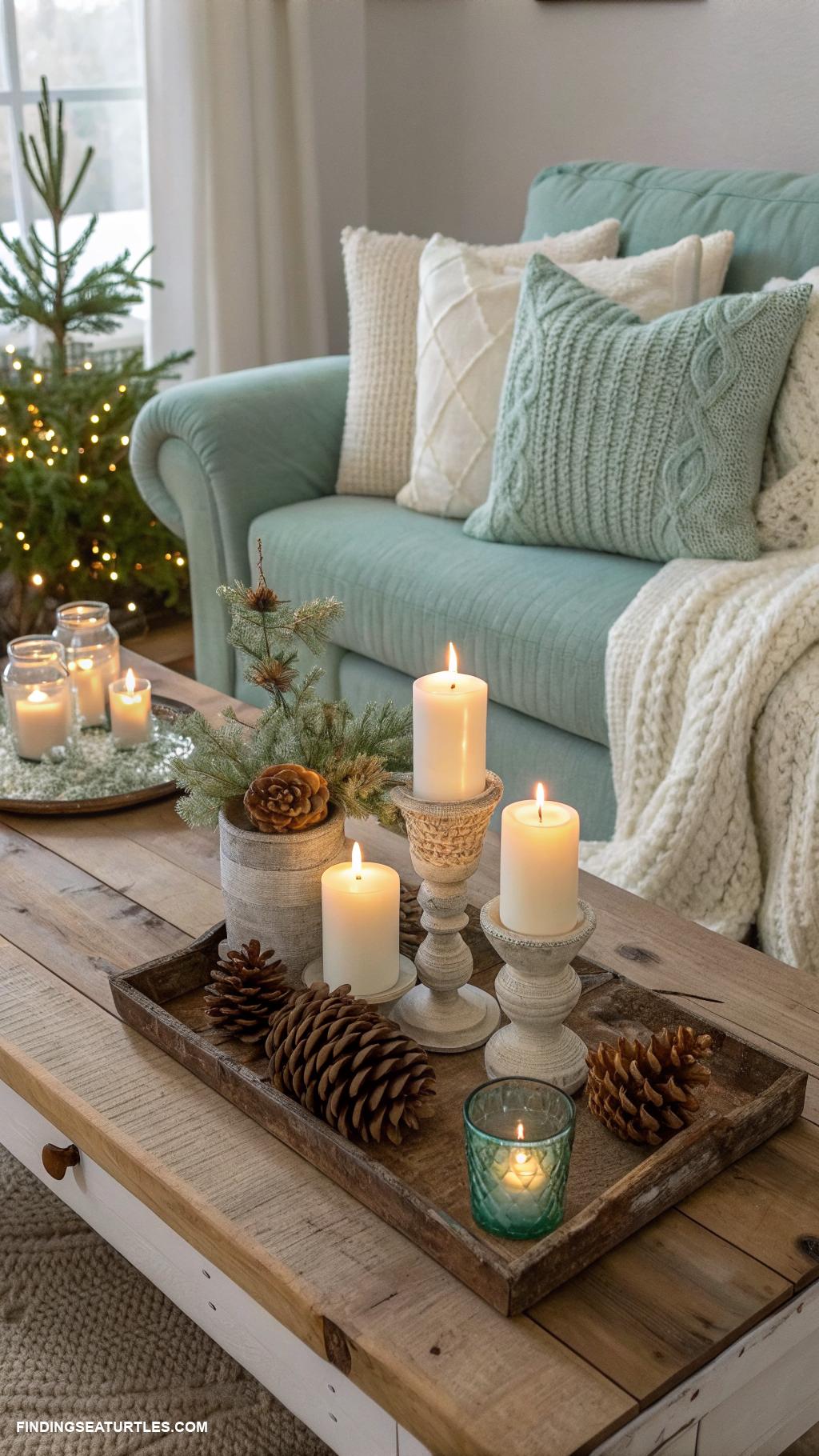 winter-living-room-decor-Warm-candle-arrangements-on-the-coffee-table