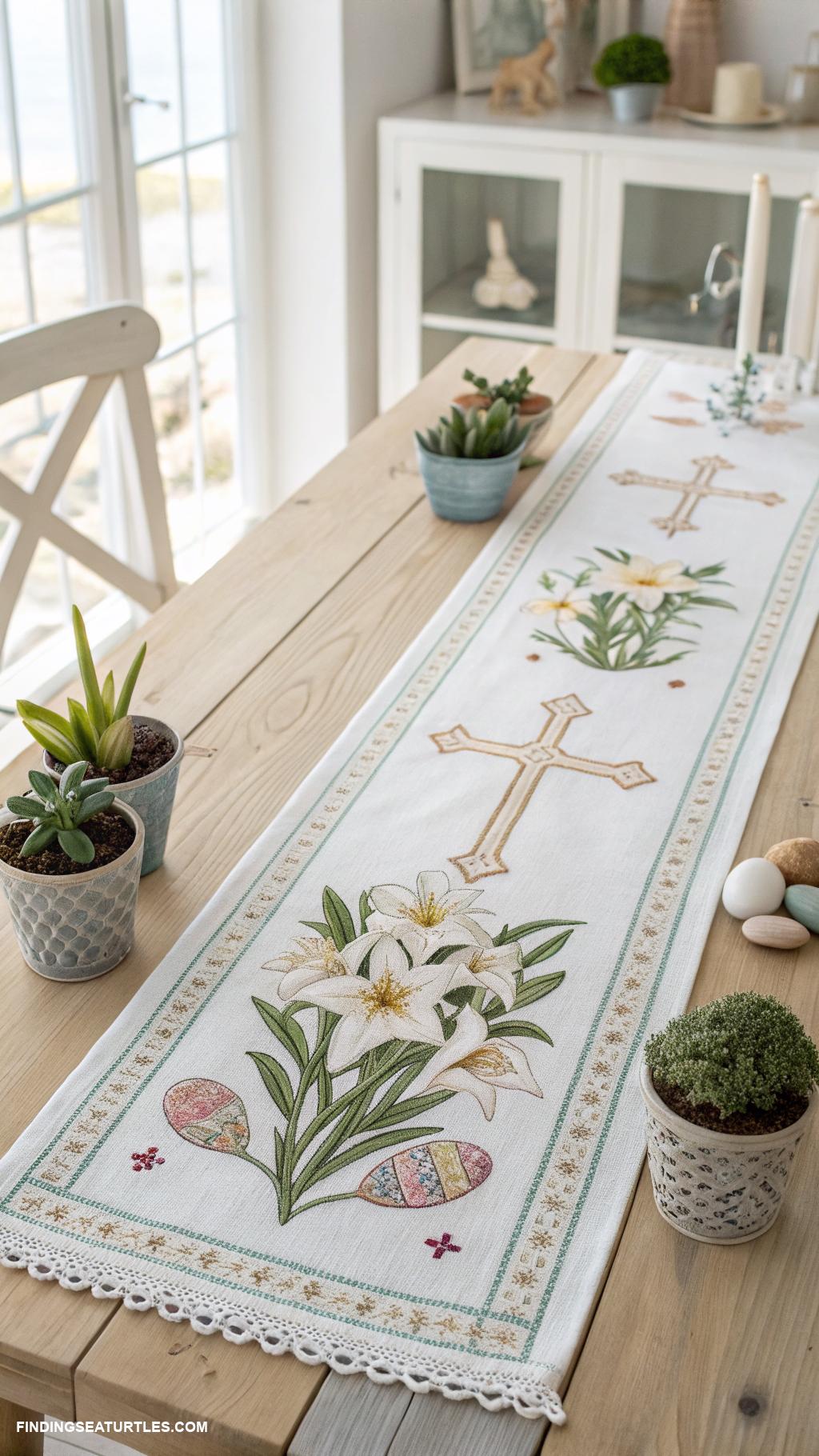 christian-easter-crafts-Decorative-cross-stitched-table-runner