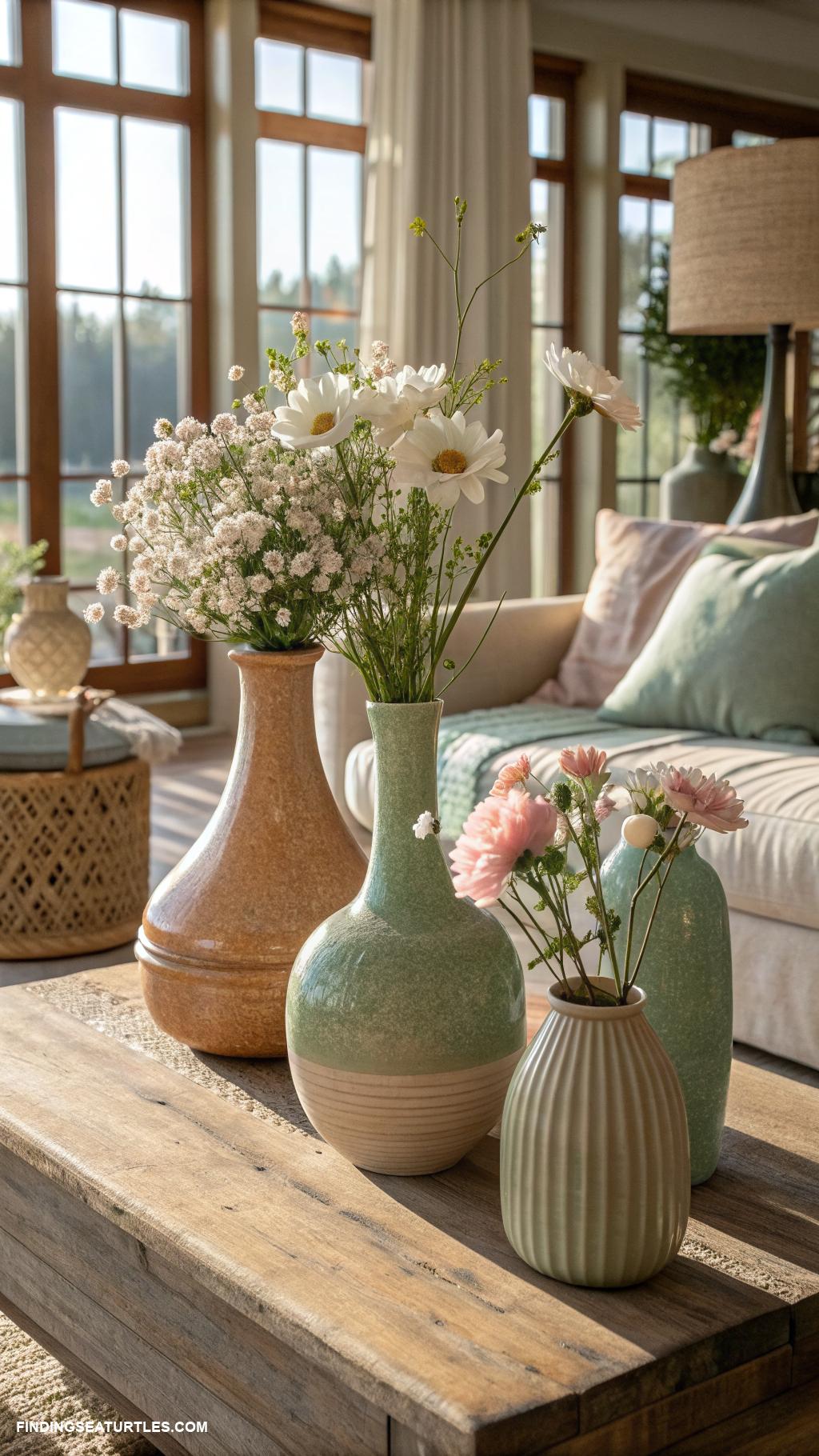 spring-home-decor-Earthy-ceramic-vases-for-added-texture